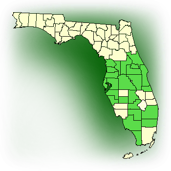Distribution map for Jingle Bell Orchid, Needleroot Orchid (Dendrophylax porrectus (syn. Harrisella porrecta))