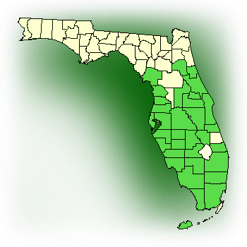 Distribution map for Florida Butterfly Orchid (Encyclia tampensis)