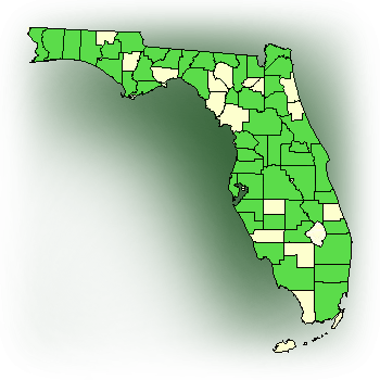 Distribution map for Water Spider Orchid (Habenaria repens)